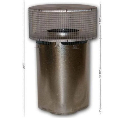Superior Round Top-Termination Cap With Slip Section and Mesh Screen for 8" Wood Burning Chimney