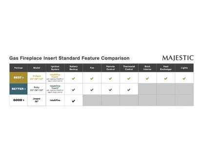 Majestic Ruby Platinum Medium 30" Natural Gas Direct Vent Fireplace Insert with Birch Logs & IntelliFire Touch