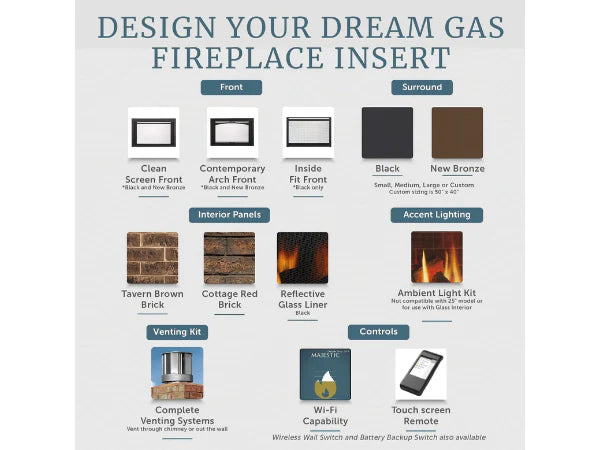 Majestic Ruby Platinum Medium 30" Direct Vent Natural Gas Fireplace Insert with IntelliFire Touch & Remote