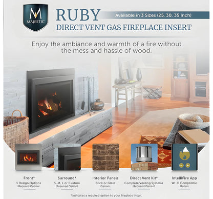 Majestic Ruby Platinum Medium 30" Direct Vent Natural Gas Fireplace Insert with IntelliFire Touch & Remote