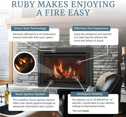 Majestic Ruby Platinum Medium 30" Direct Vent Natural Gas Fireplace Insert with IntelliFire Touch & Remote