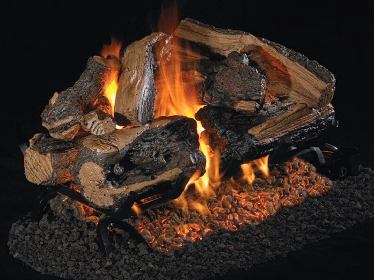 Real Fyre Charred Rugged Split Oak 24" Direct Vent See-Thru Gas Logs