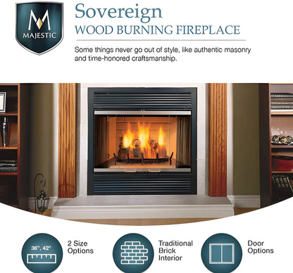 Majestic Sovereign 42" Heat Circulating Traditional Wood Burning Fireplace