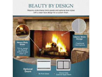 Majestic Biltmore 50" Radiant Traditional Wood Burning Fireplace with Herringbone Brick Pattern
