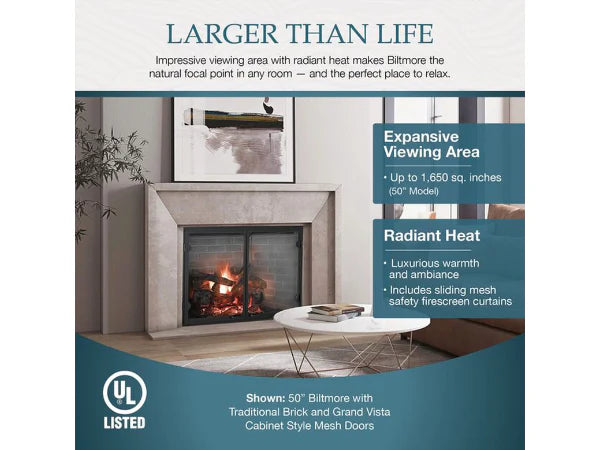 Majestic Biltmore 42" Radiant Traditional Wood Burning Fireplace with Traditional Brick Pattern