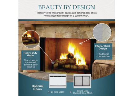 Majestic Biltmore 50" Radiant Traditional Wood Burning Fireplace with Traditional Brick Pattern