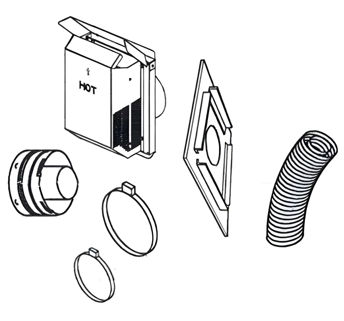 Superior Flex Square Termination with 12" Compressed Flex Vent for Secure 4.5/7.5 Vent System