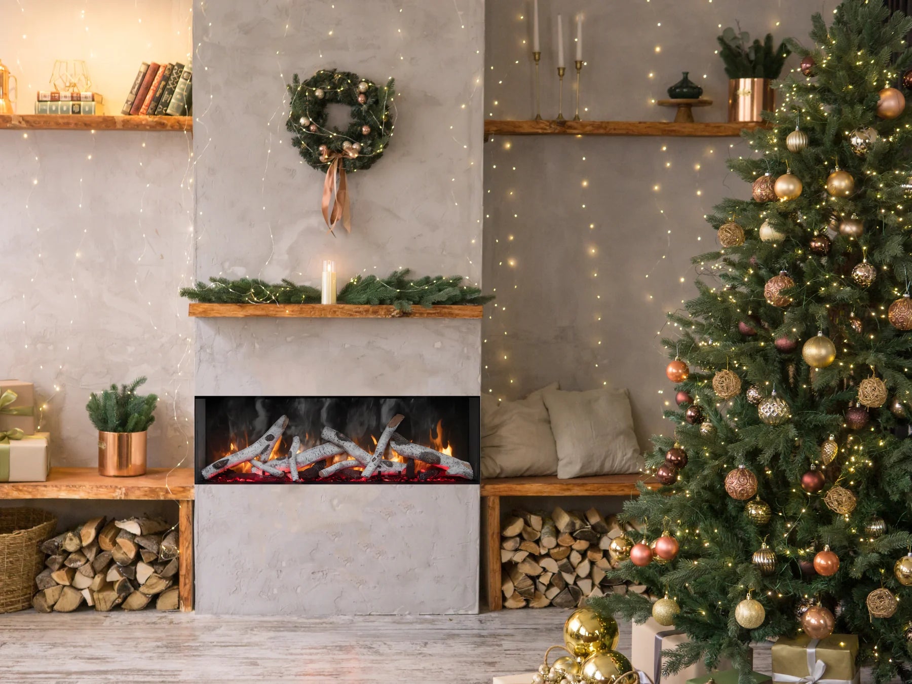 Signature TruView Series 3-sided glass electric fireplace