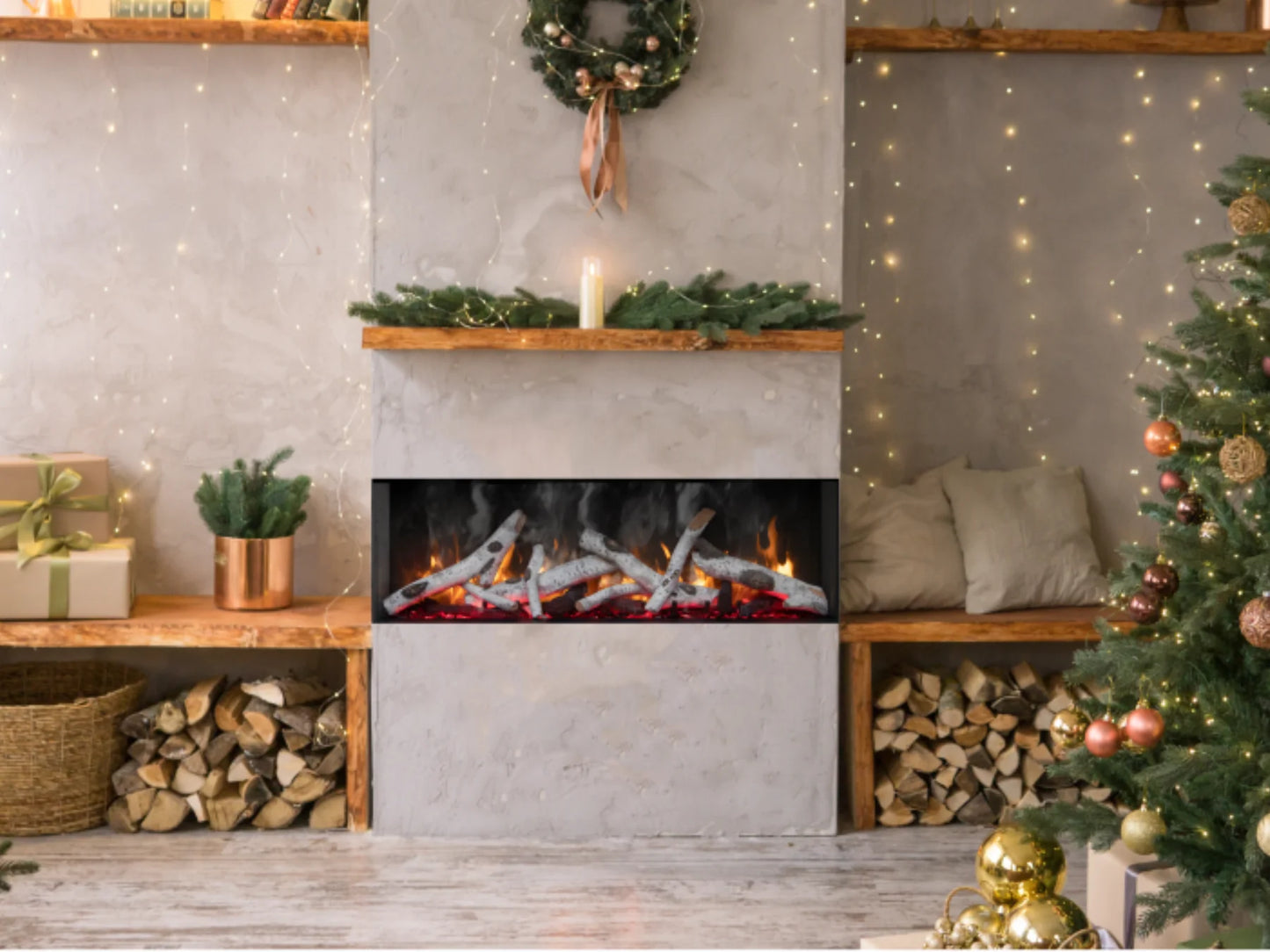 Signature TruView Series 3-sided glass electric fireplace