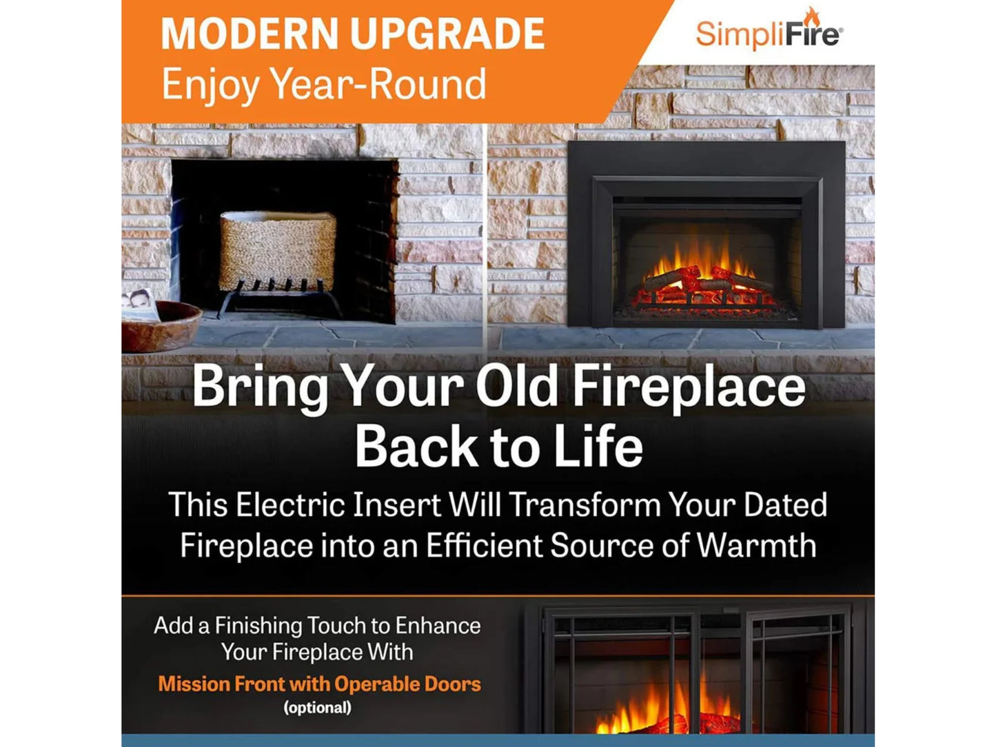 SimpliFire 30" Built-in Electric Fireplace Insert