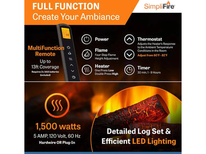 SimpliFire 25" Built-in Electric Fireplace Insert