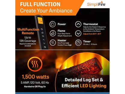 SimpliFire 35" Built-in Electric Fireplace Insert