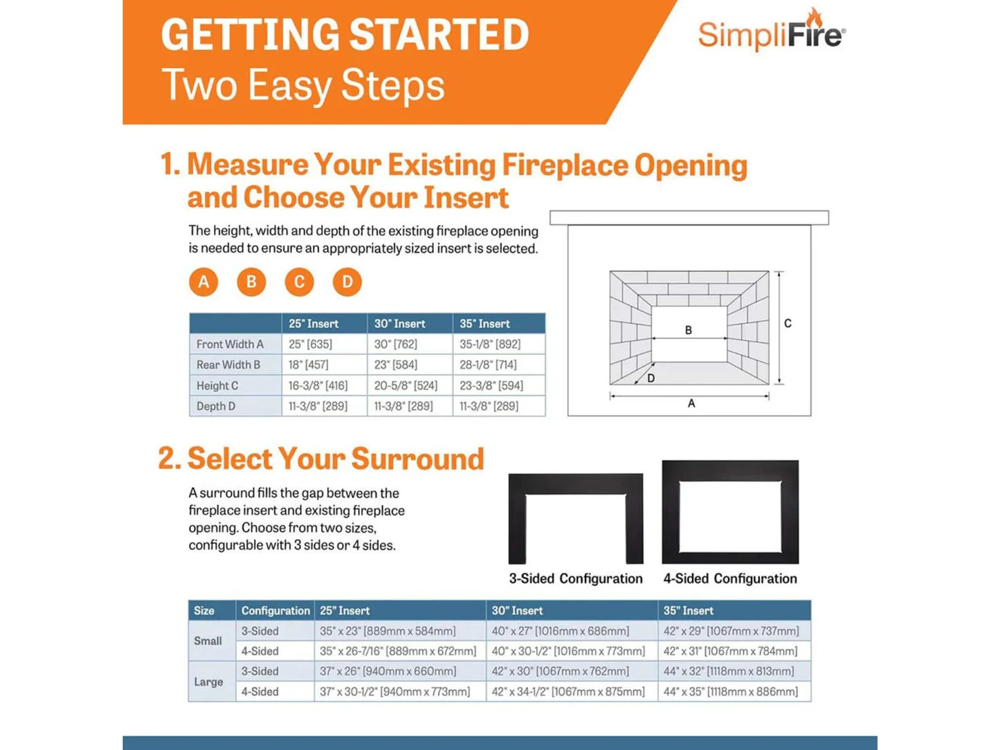 SimpliFire 30" Built-in Electric Fireplace Insert