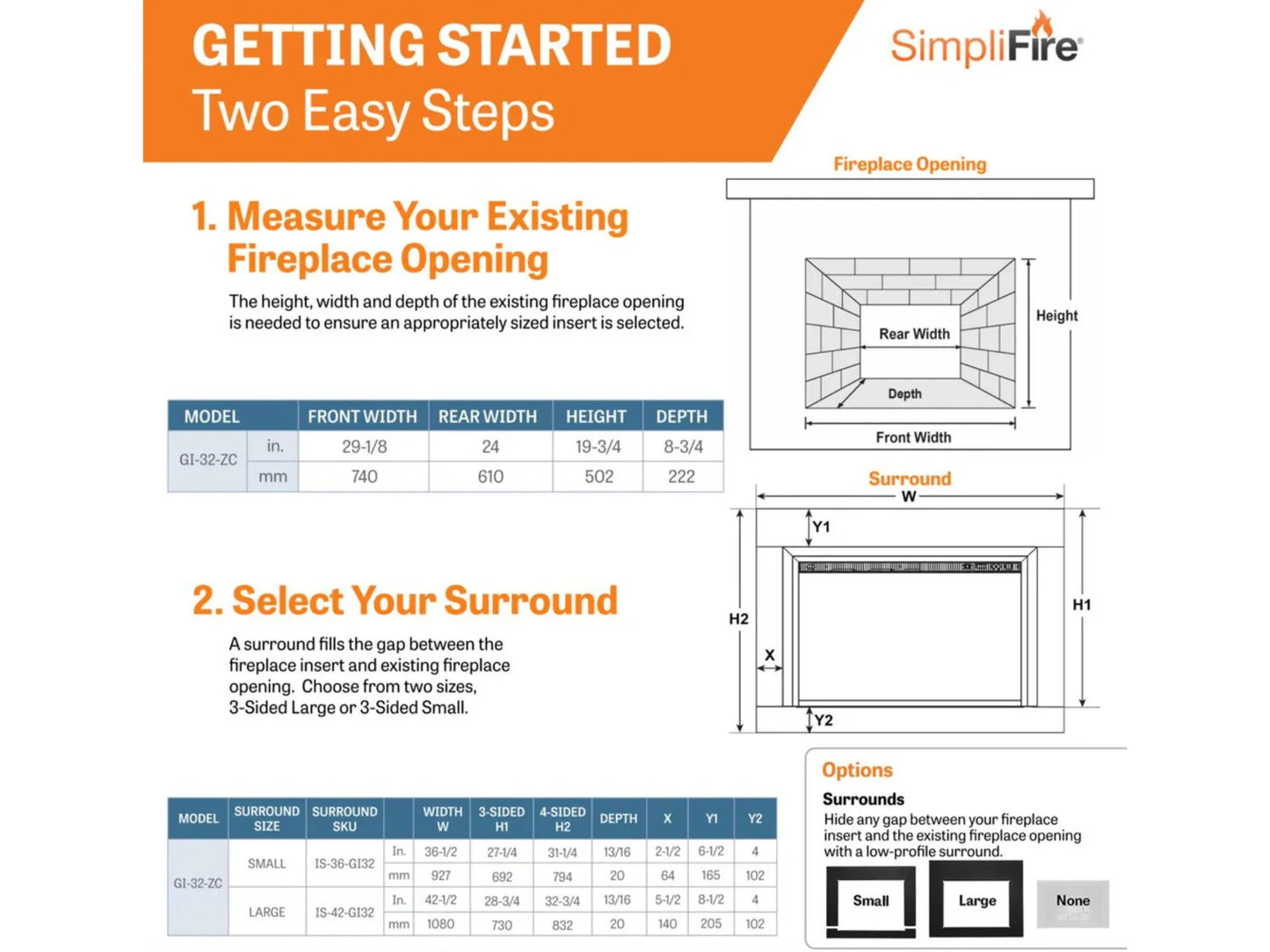 SimpliFire Inception 36" Built-in Electric Fireplace