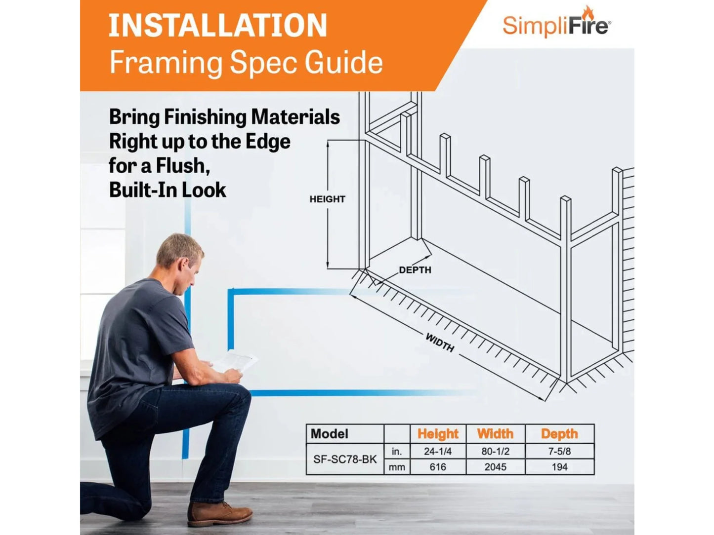 SimpliFire Scion 43" Linear Electric Built-In Fireplace