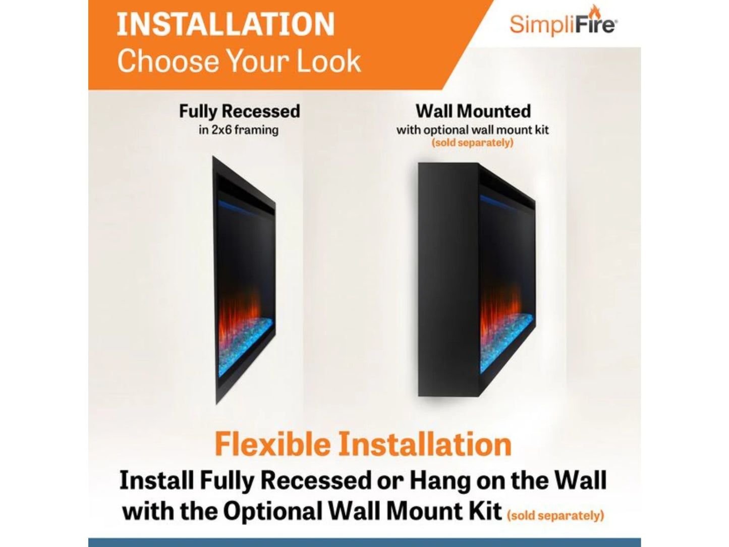 SimpliFire Allusion Platinum 60" Linear Electric Fireplace