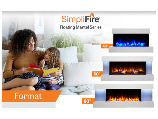 SimpliFire 43" Floating Mantel Kit for Format Fireplaces