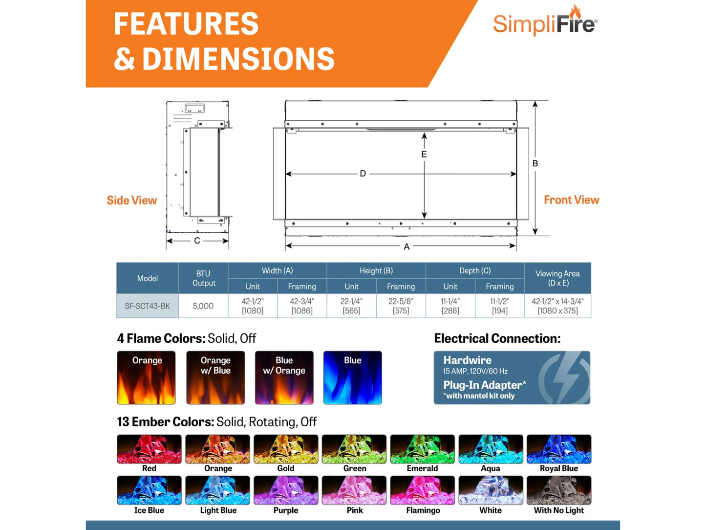 SimpliFire Floating Mantel Kit for 55" Scion Trinity