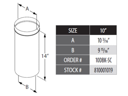 DuraVent 10" Diameter DuraBlack Slip Connector