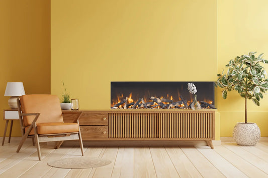 Amantii Tru View Bespoke 65" Indoor Outdoor 3 Sided Electric Fireplace | TRV-65-BESPOKE