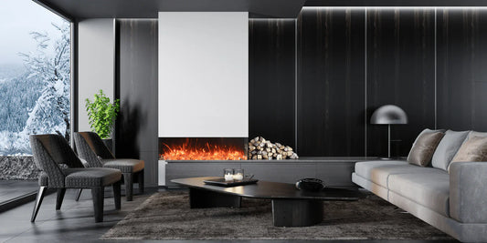 Amantii Tru View Bespoke 75" Indoor Outdoor 3 Sided Electric Fireplace | TRV-75-BESPOKE