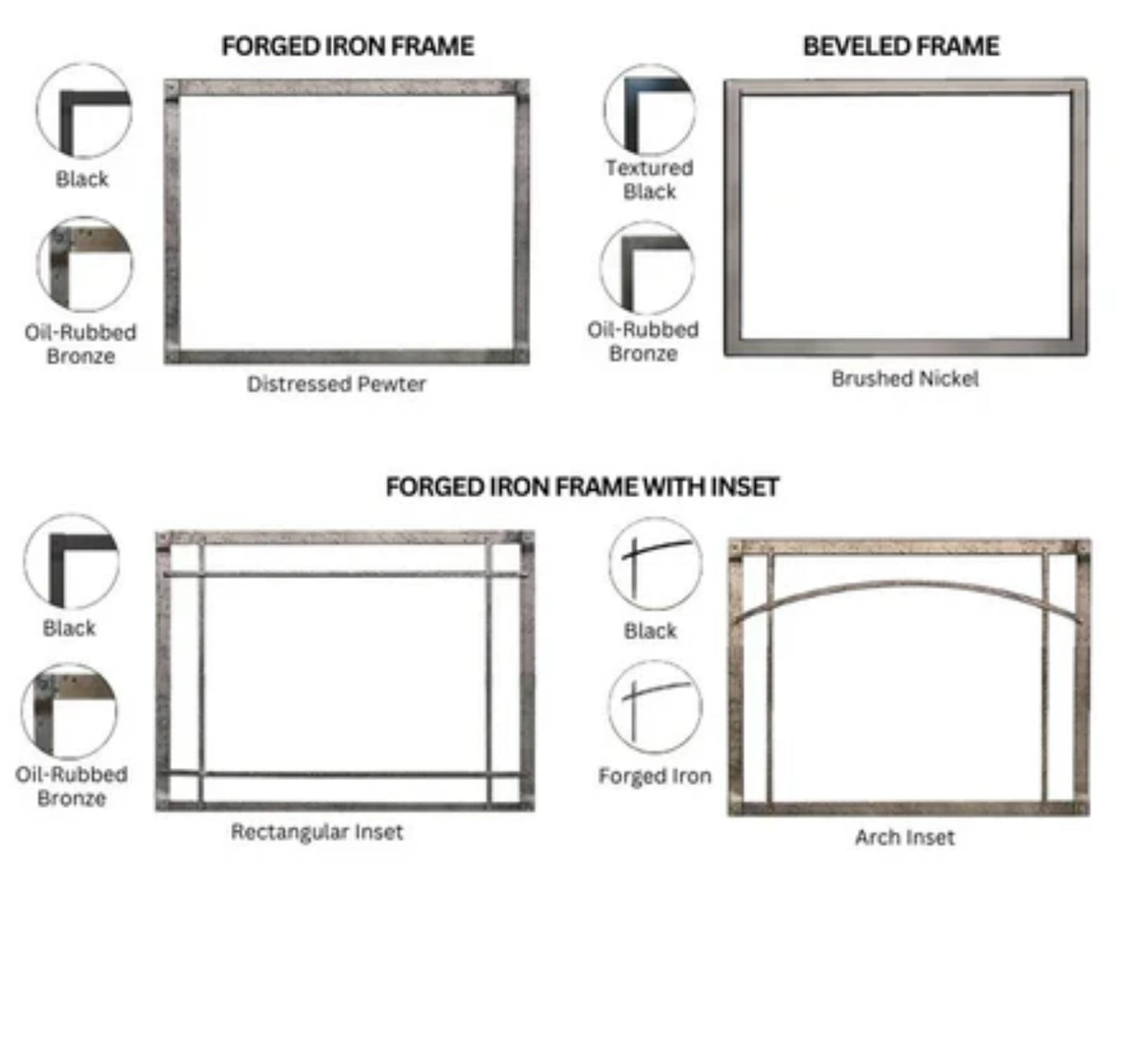 Empire White Mountain Hearth Distressed Pewter Forged Iron Frame for 35" Rushmore Direct Vent Fireplace