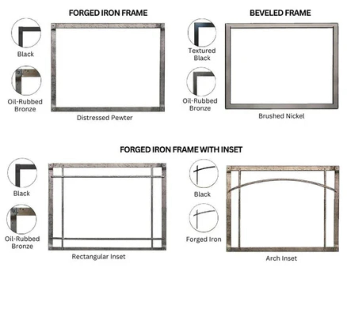 Empire White Mountain Hearth Distressed Pewter Forged Iron Frame for 30" Rushmore Direct Vent Fireplace