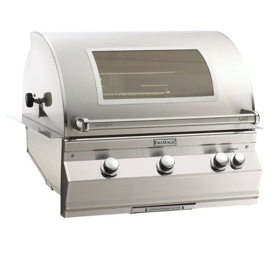Fire Magic Aurora A660i 34" Built-In Propane Grill with Rotisserie Kit, Analog Thermometer and Optional Magic View Window