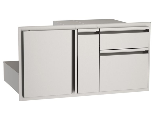 AOG 36" Stainless Steel Access Door with Double Drawer and Platter Storage