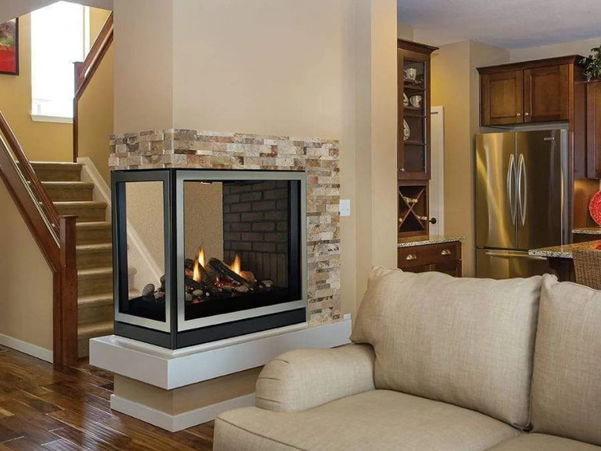 Empire White Mountain Hearth Tahoe Clean Face 36" Direct Vent Premium Peninsula Propane Gas Fireplace with Millivolt Control and On/Off Switch