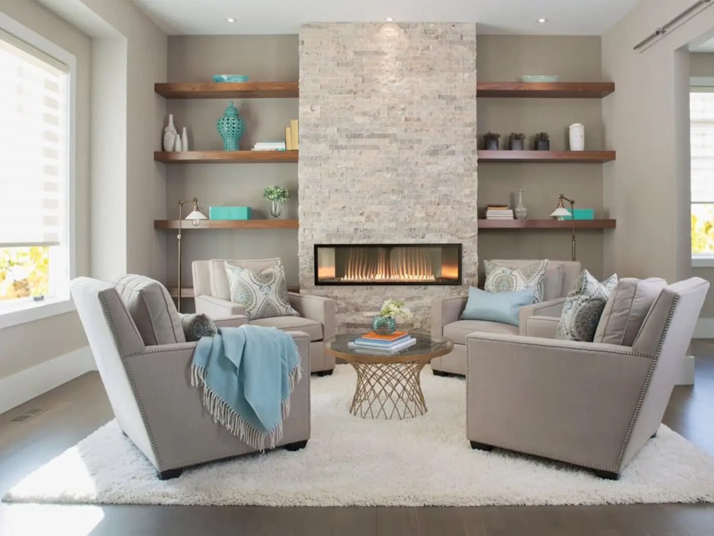 Empire White Mountain Hearth Boulevard 48" Vent Free Linear Propane Gas Fireplace with Intermittent Pilot and Thermostat Variable Remote Control