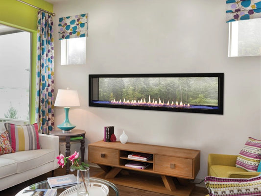 Empire White Mountain Hearth Boulevard 60" Vent Free See Through Linear Propane Gas Fireplace with Intermittent Pilot and Thermostat Variable Remote Control