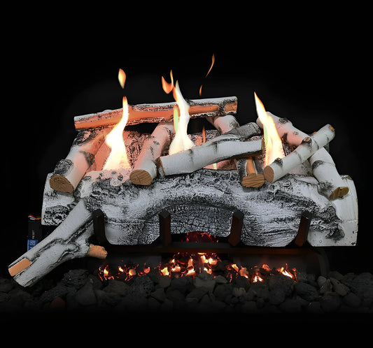 Grand Canyon White Aspen Birch 7 Pc Vent Free Gas Log Set