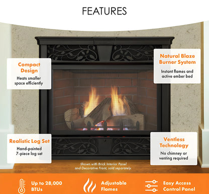 Monessen Symphony 32" Traditional Vent Free Liquid Propane Fireplace with IntelliFire Plus Ignition
