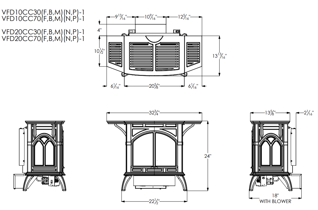 Empire Hearth Spirit Stoves Small Iron Cast and Millivolt Control with On/Off Switch