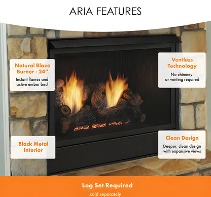 Monessen Aria 36" Traditional Vent Free Liquid Propane Fireplace with Millivolt Control