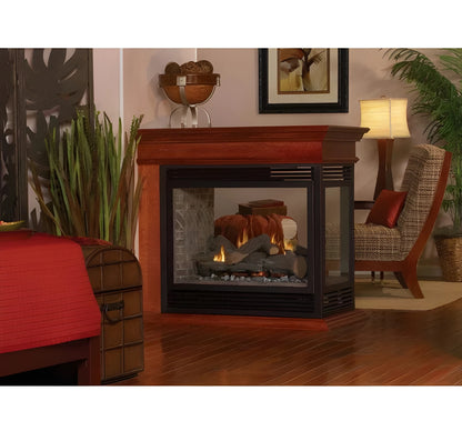 Empire White Mountain Hearth Vail 36" Vent Free See Through Premium Gas Fireplace with Millivolt Control and On/Off Switch