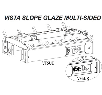 Empire Hearth 30" Multi-Sided Slope Glaze Burner with Electronic Remote for Vent Free GAS Log Sets Slope Glaze Vista