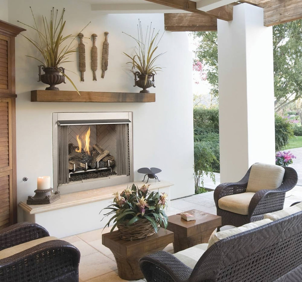 Superior VRE3242 42" Outdoor VF Fireplace with Grey Stacked Refractory and Electronic Valve