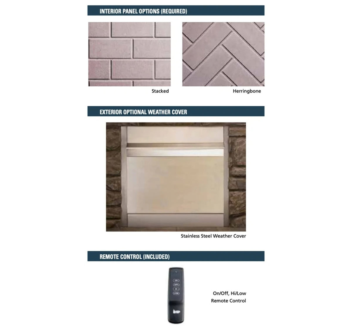 Superior VRE3242 42" Outdoor VF Fireplace with Grey Stacked Refractory and Electronic Valve