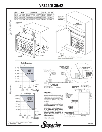 Superior VRE4242 42" Outdoor White Vent-Free Gas Fireplace with White Herringbone