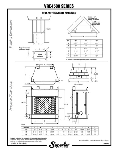 Superior VRE4550 50" Outdoor Vent Free Firebox with Grey Stacked Refractory