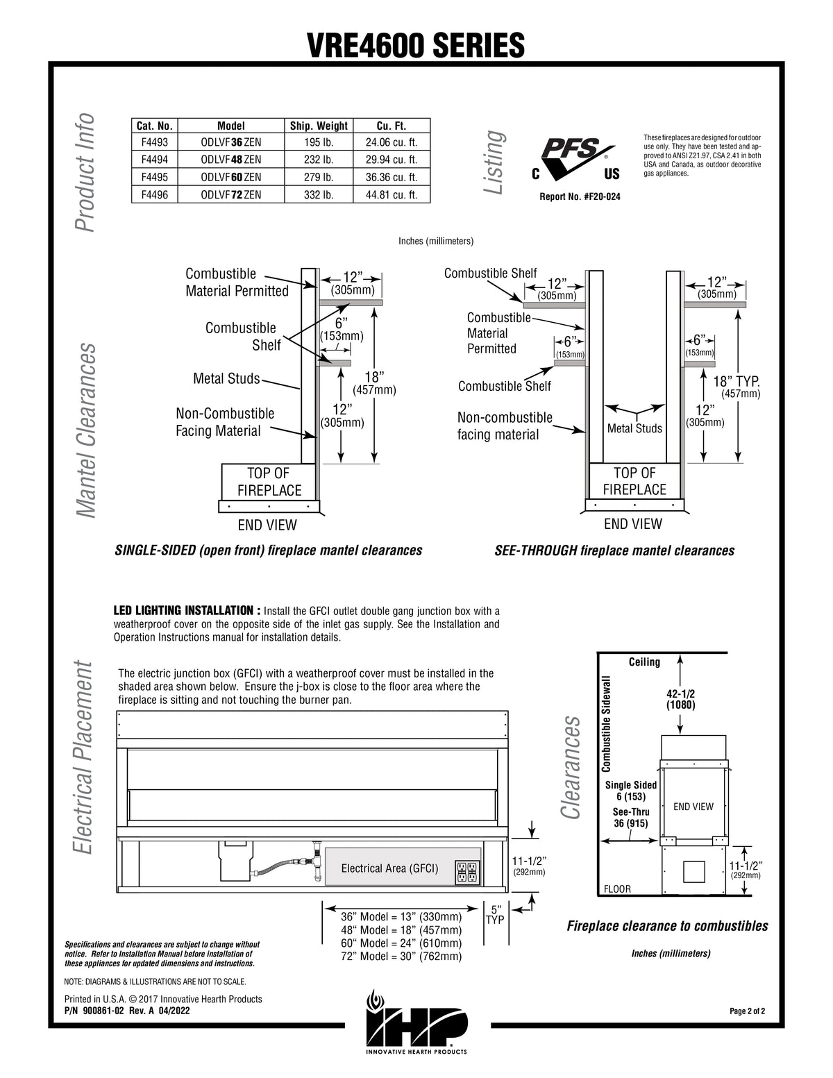 Superior VRE4636 36" Vent Free Linear Outdoor Fireplace with Electronic Valve