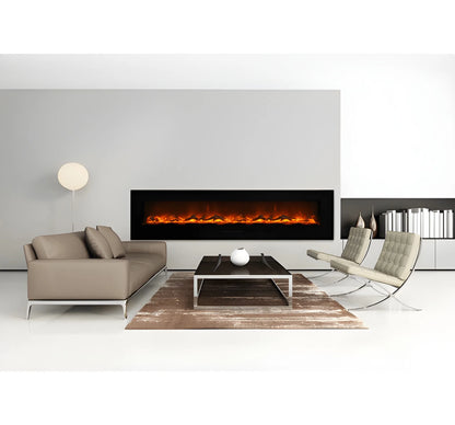 Amantii Panorama Glass Surround 88 Inch Wall Mount Electric Indoor/Outdoor Fireplace
