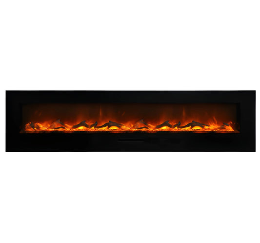 Amantii Panorama Glass Surround 88 Inch Wall Mount Electric Indoor/Outdoor Fireplace