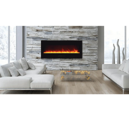Amantii Panorama Glass Surround 88 Inch Wall Mount Electric Indoor/Outdoor Fireplace