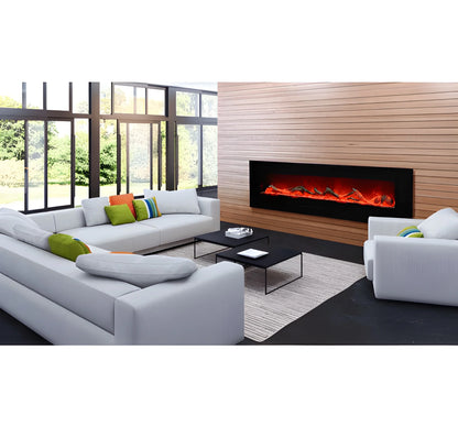 Amantii Panorama Glass Surround 88 Inch Wall Mount Electric Indoor/Outdoor Fireplace