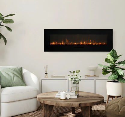 Amantii Panorama Glass Surround 88 Inch Wall Mount Electric Indoor/Outdoor Fireplace