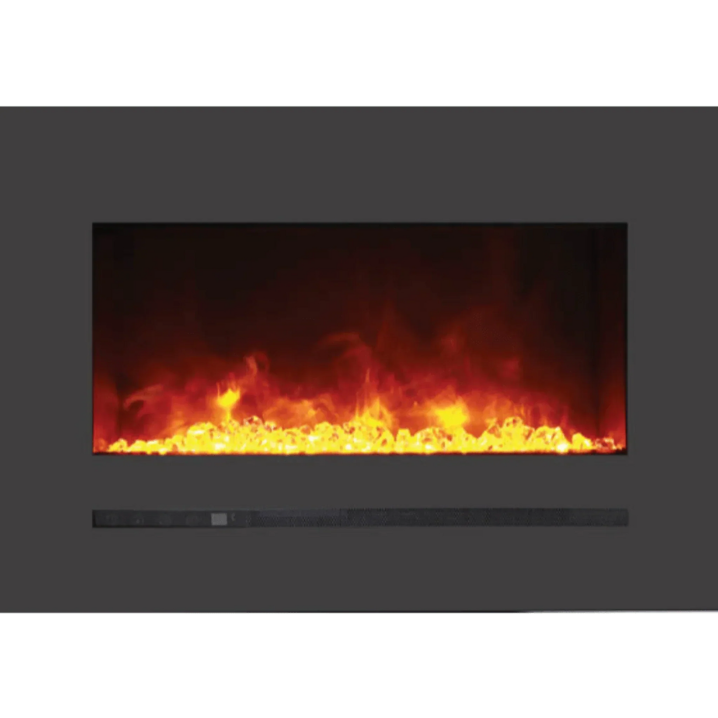 Amantii Sierra Flame Linear Series 26" Wall Mount or Flush Mount Electric Fireplace With Steel Surround & Glass Media | WM-FML-26-3223-STL