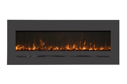 Amantii Sierra Flame Linear Series 34" Wall Mount or Flush Mount Electric Fireplace With Steel Surround & Glass Media | WM-FML-34-4023-STL